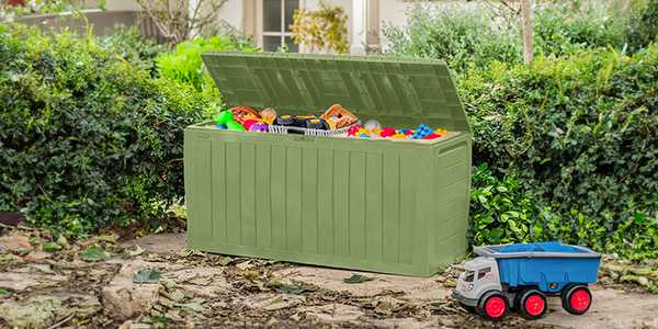 Garden storage boxes great for smaller spaces.